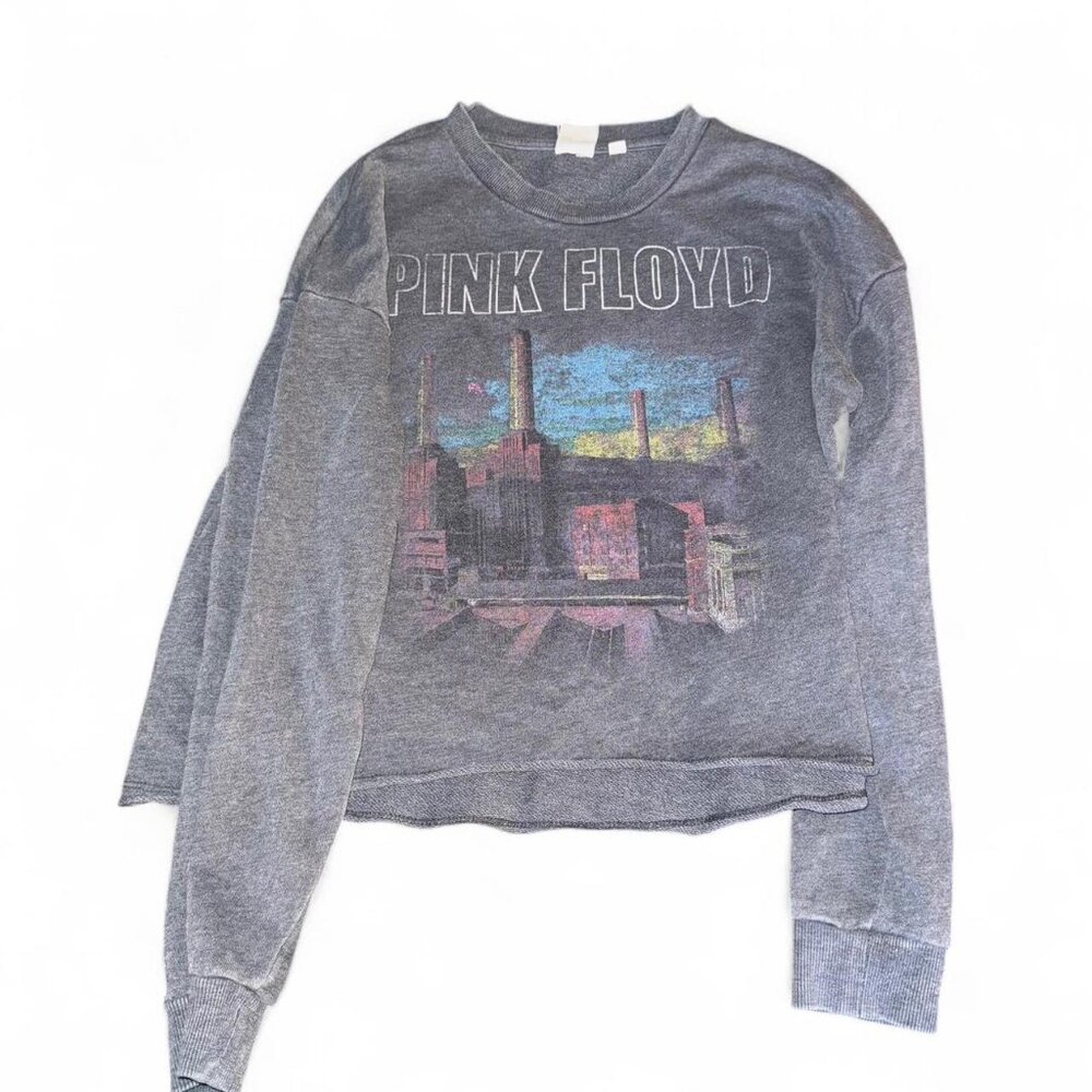 Junk Food Pink Floyd Graphic Crop Sweatshirt Gray Multicolor